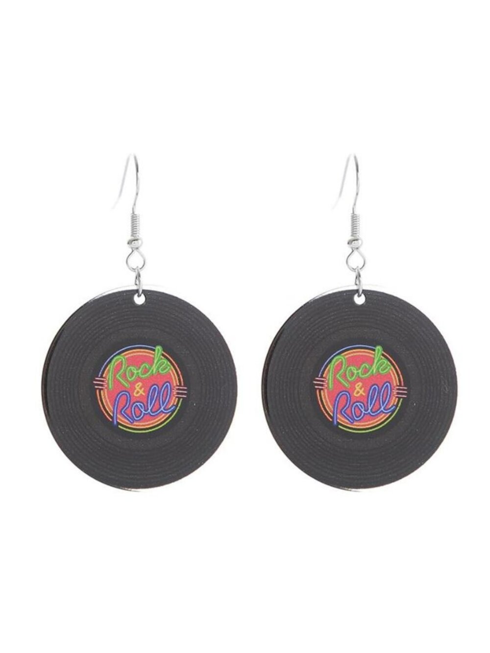 Vintage Vinyl Records Earrings for Women Retro Black Red Acrylic